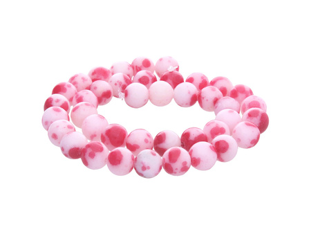 Jadeit / kula / 10mm / czerwono-biały / 40szt