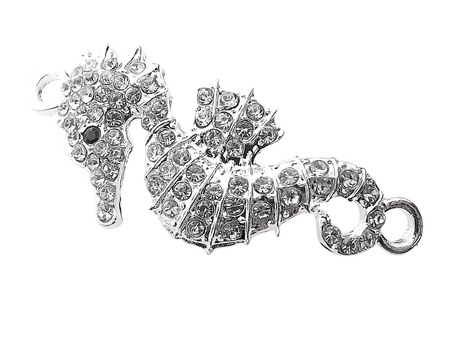 Łącznik ozdobny shamballa, konik morski, posrebrzany, kolor srebrny / 45mm x 18mm