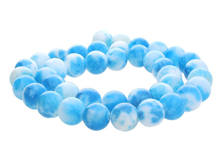 Jadeit / kula / 8mm / niebiesko-biały / 48szt