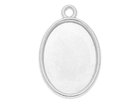 Zawieszka owalna / na kaboszon 13x18mm / 24x16x2mm / srebrny / uchwyt 1.5mm / 4szt