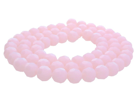 CrystaLove™ / kryształki szklane / ball / 8mm / mleczny różowy / lustrzany / 65szt
