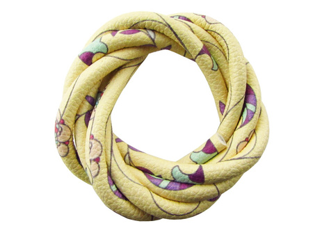 Rzemień Elvie™, ekologiczny klejony w kwiaty  5mm / pastelowy żółty / 1m