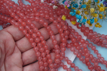 Kwarc czerwony / kula / 6mm / sznur kamieni syntetycznych / 60szt