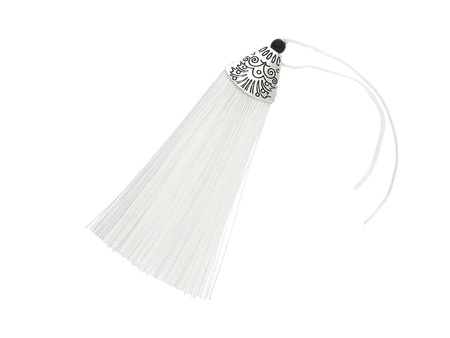 Chwost z nici wiskozowych / z płaską końcówką / 80mm / srebrny, biały / 1szt