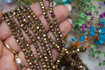 CrystaLove™ / kryształki szklane / rondelle / 3x4mm / brązowy / lustrzany / 110szt