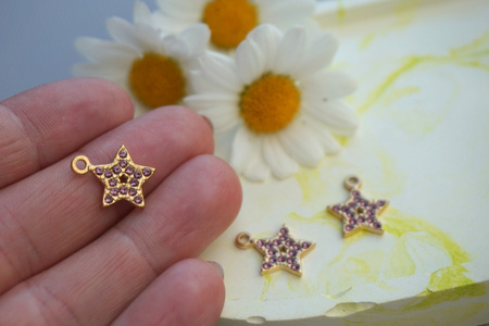 Gwiazdka z cyrkoniami / zawieszka / stal chirurgiczna / 16x13mm / złoty-różowy / 1szt