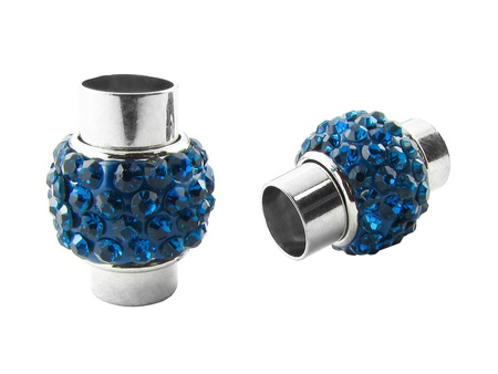 Zapięcie magnetyczne z 60 cyrkoniami 18x12mm / Sapphire, niebieski / otwór 6mm / 1szt