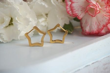 Kolczyki gwiazdki / stal chirurgiczna / 18mm / złoty / 2szt