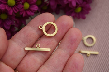 Zapięcie toggle / klasyczne / stal chirurgiczna / 14,5x22mm / złoty / 1szt