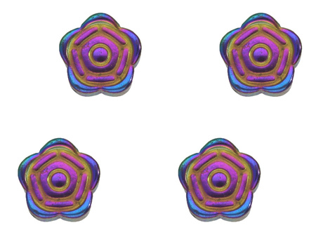 Hematyt, kamień naturalny / róża / 6.5x6.5x3mm / Opalescent / otwór 1mm / 8szt