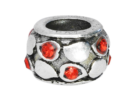 Oponka w serca Glamm™ / przekładka / 8 cyrkonii / 6x10x10mm / kolor srebrny / otwór 5mm / 2szt