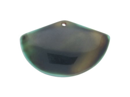 Agat / zawieszka / wachlarz / 32x50x6.5mm / zielono-brązowy / 1szt