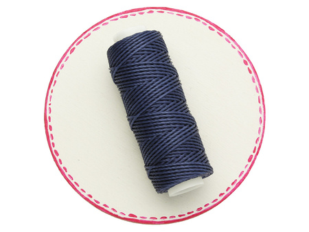 Sznurek do makramy woskowany / poliester / 0.65mm / granatowy / szpulka 20m