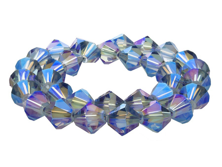 CrystaLove™ / koraliki szklane / bicone / 3mm / popielaty / transparentny, opalizujący / 148szt