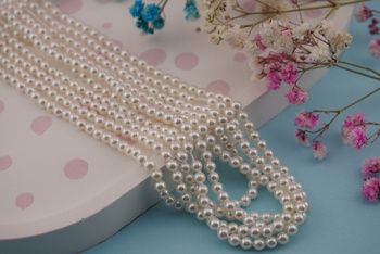 Perła z muszli / kula / 3mm / biały / sznur / około 120szt