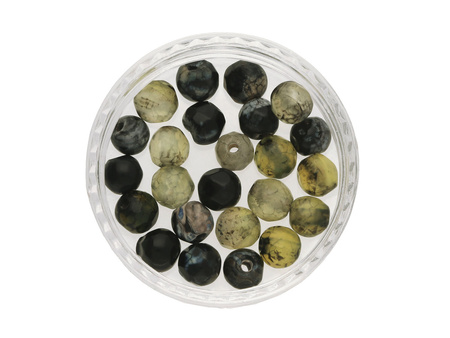Agat / kula fasetowana / zielony, czarny / 4mm / 30szt