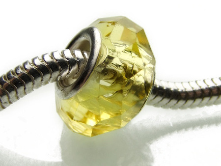 Koraliki szklane kryształki, modułowe, żółte / szlifowane / 14x9mm / otwór 5mm / 2szt