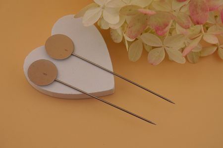 Baza broszki / szpilka z talerzykiem / talerzyk 15mm; szpilka 76mm / stal chirurgiczna / 2szt