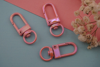 Baza breloka / karabińczyk / metal / 3,3cm / pudrowy / 1szt