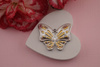 Motyl złoto - srebrny/ zawieszka stal chirurgiczna / 24,5x30mm / 1szt