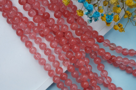 Kwarc czerwony / kula / 6mm / sznur kamieni syntetycznych / 60szt