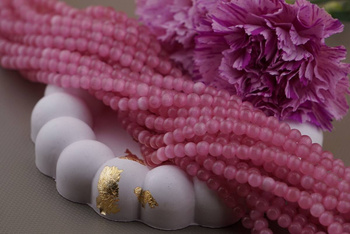 Kocie oko / kula / 6mm / brudny różowy / ok 60 szt / 1 sznur