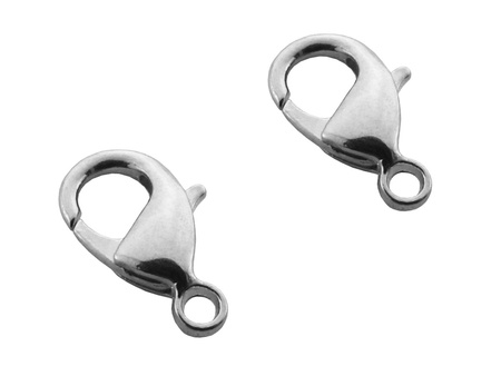 Karabińczyki klasyczne, miedziane 14mm / kolor srebrny / otwór 1.9mm / 2szt