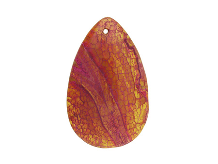 Agat smoczy / zawieszka / kropla / 46x29x6mm / różowy, fioletowy / 1szt