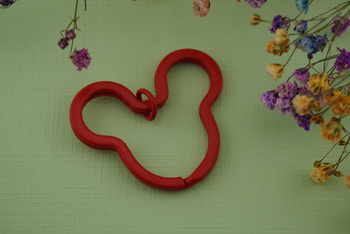 Baza breloka / głowa myszki / stal chirurgiczna / 3,9x3,2cm / czerwony / 1szt