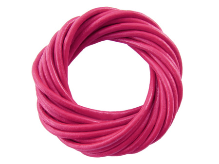 Rzemień naturalny / okrągły / 3.0mm / różowy / 2m