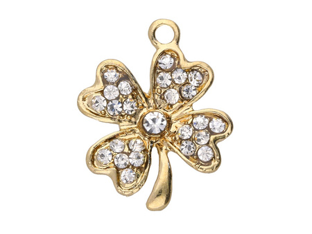 Koniczynka Glamm™ / zawieszka charms / 25 cyrkonii / 19x16mm / kolor KC Gold / 1szt