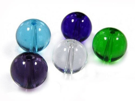 Koraliki szklane, przezroczyste / mix kolorów / kula / 10mm / otwór 1mm / 16szt