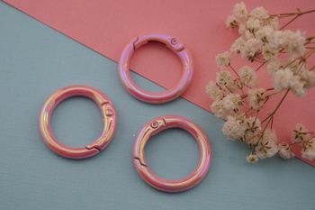 Baza breloka / kółko / metal / 25x25mm / baby pink / 1szt