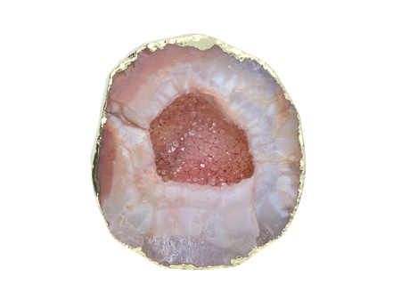 Agat druzy / w okuciu / plaster nieregularny / 38x39x15mm / różowy / 1szt