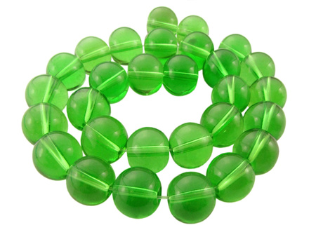 Koraliki szklane przezroczyste, kula / zielony / 12mm / otwór 1mm / 28szt