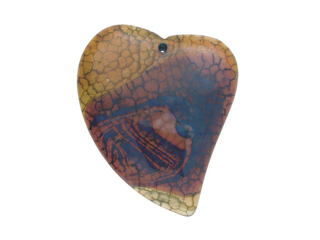 Agat / zawieszka / serce / 51x45x7mm / brązowo-niebieski / 1szt