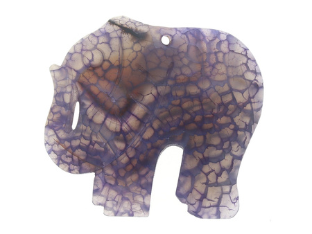 Agat / zawieszka / słoń / 46x50x6.5mm / fioletowy / 1szt