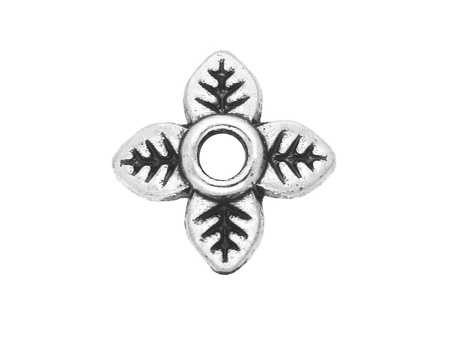Listki / nakładki na koraliki / 7mm / kolor srebrny / otwór 1mm / 20szt