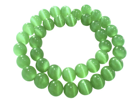 Opal, kocie oko kula 6mm / zielony, groszkowy / otwór 0.7mm / 67szt
