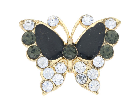 Motyl Glamm™ / zawieszka charms / 19 cyrkonii / 19x22x3mm / KC Gold, Black Diamond / 1szt