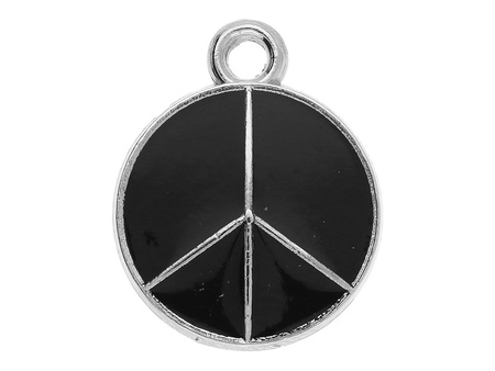 Pacyfka SweetCharm™ / zawieszka charms / 20x16x2.5mm / srebrny, czarny / 2szt