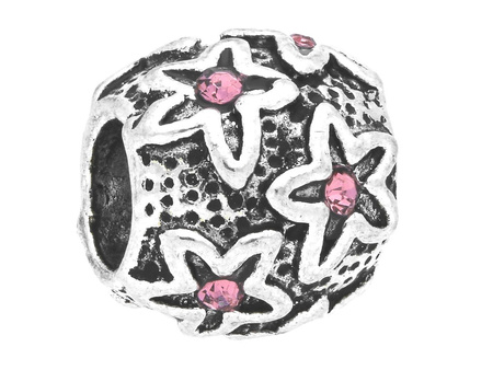 Gwiazdki Glamm™ / przekładka / 8 cyrkonii / 9x11x11mm / srebrny, Rose / otwór 4.5mm / 2szt