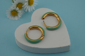 Kolczyki kółka / stal chirurgiczna / 12mm / złoty, turkusowy / 2szt