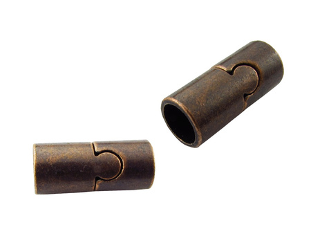 Zapięcie magnetyczne walec 22x9mm, zakładkowe / kolor antyczny miedziany / otwór 7mm / 1szt