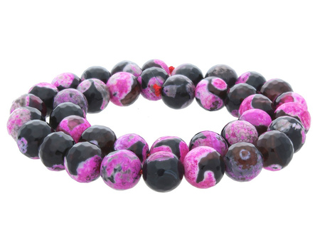 Agat ognisty / kula fasetowana / 10mm / czarno-fioletowy / 38szt