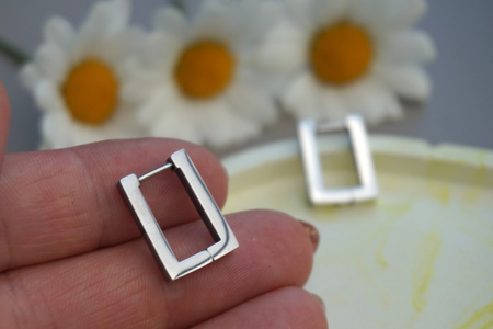 Kolczyki prostokąt / stal chirurgiczna / 12x17,5mm / srebrny / 2szt