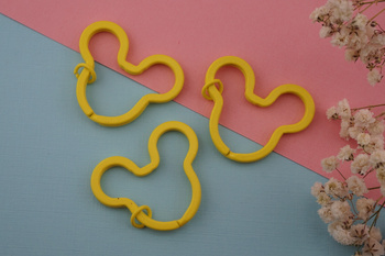 Baza breloka / głowa myszki / stal chirurgiczna / 3,9x3,2cm / żółty / 1szt