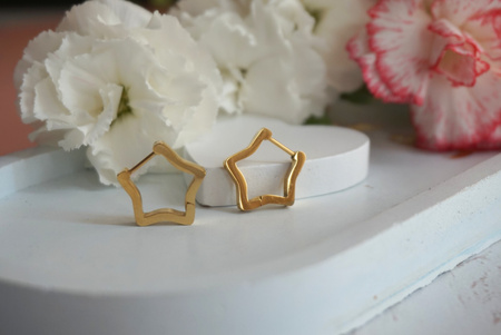 Kolczyki gwiazdki / stal chirurgiczna / 18mm / złoty / 2szt