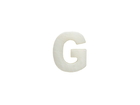 Literka G / perła słodkowodna / przekładka / biały / 12x10mm / otwór 0.4mm / 1szt