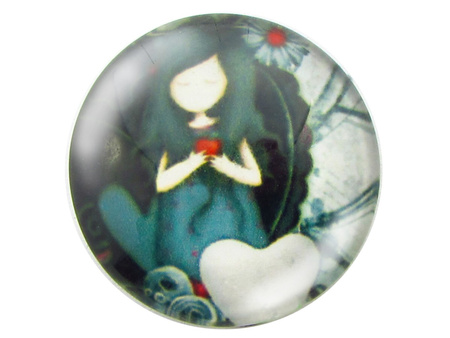 Kaboszony szklane z grafiką 14mm PT1495 / niebieski / 4szt